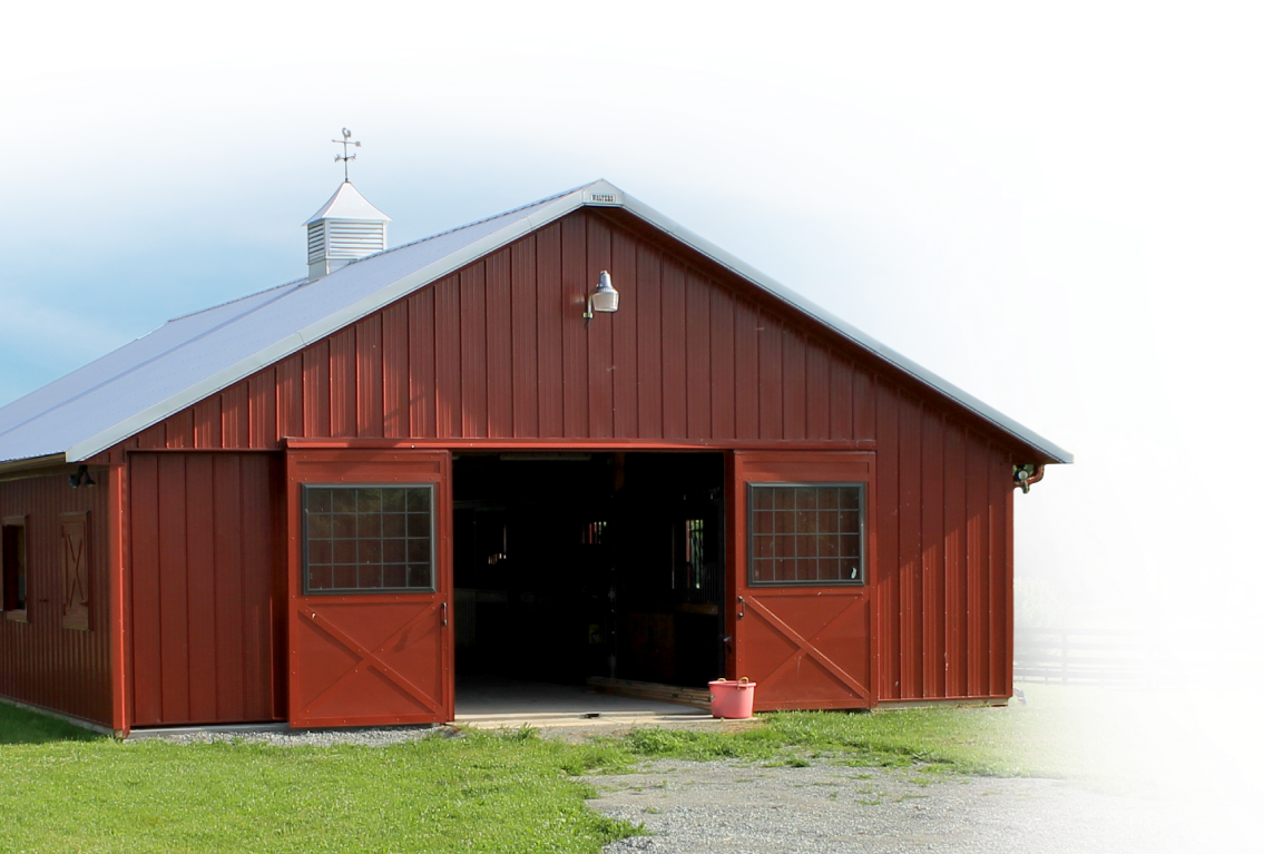 Red Colored Equine Barn Built by Walters Buildings