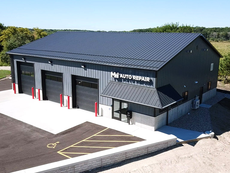 Post-Frame Auto Repair Building