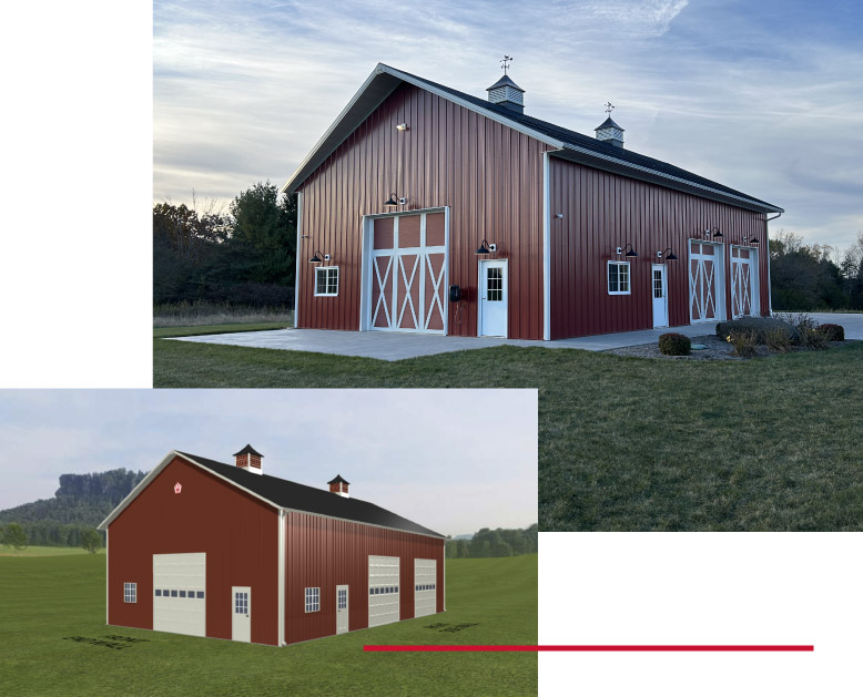 #D Builder Design and Finished Post-Frame Storage Building After #D Builder Design and Finished Post-Frame Storage Building After