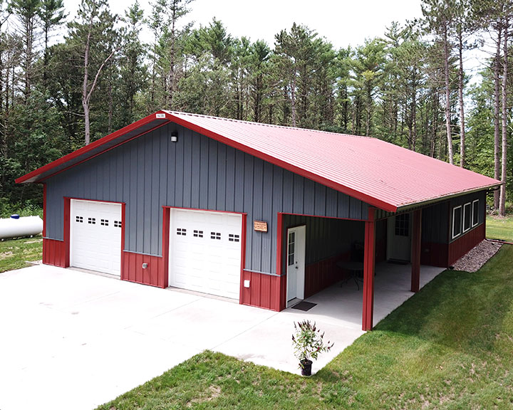 Cabin Exterior With red Roof