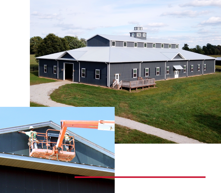 Walters Buildings Crew Working on Post-Frame Structure