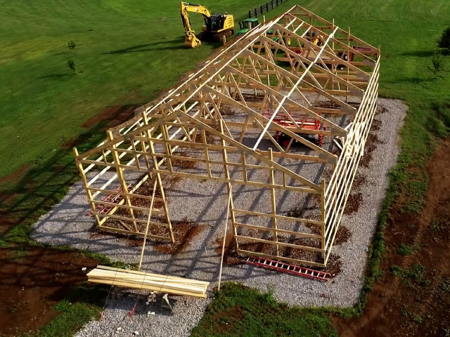 Post-Frame Structure Under Construction