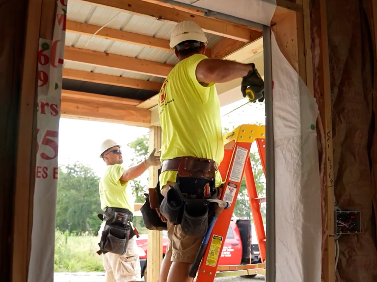Walters Builders Crew Working on Front Patio