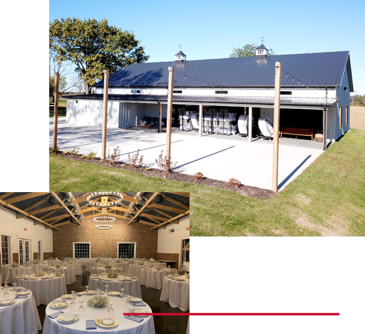 Outdoor Event Space and Interior Dining Area