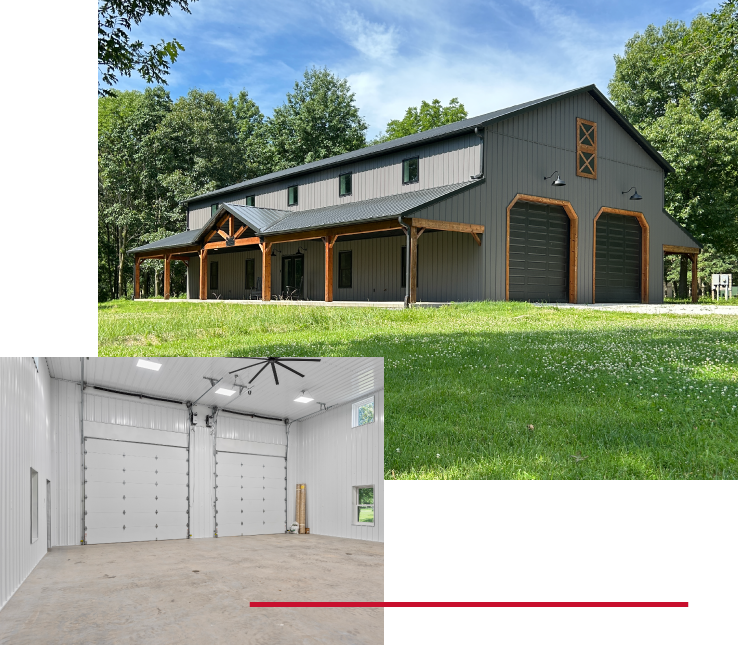 Post-Frame Residential Building Exterior and Garage Space Post-Frame Residential Building Exterior and Garage Space