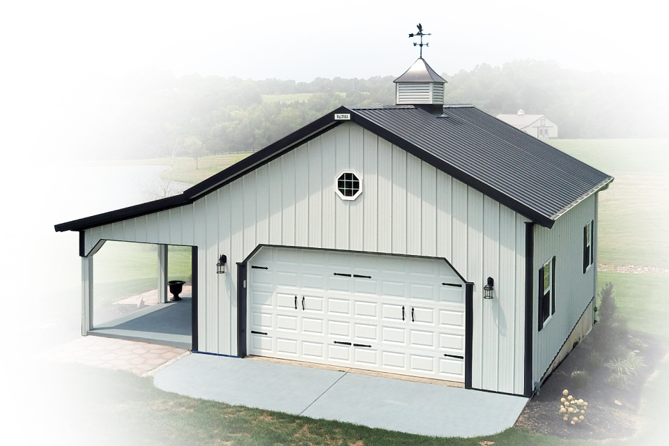 White Shed With Garage Door
