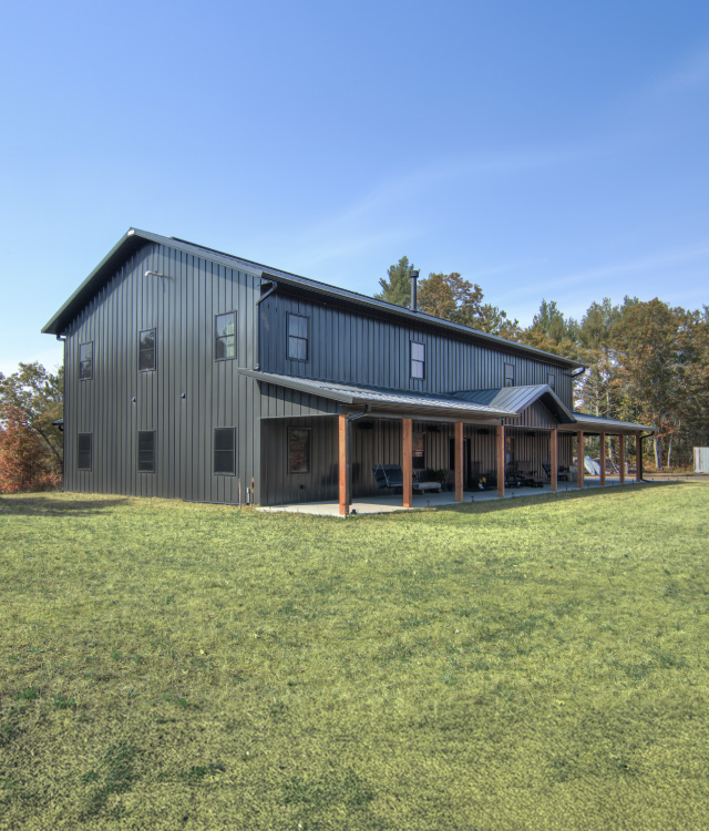 Luxury Black Barndominium in Augusta, Wisconsin